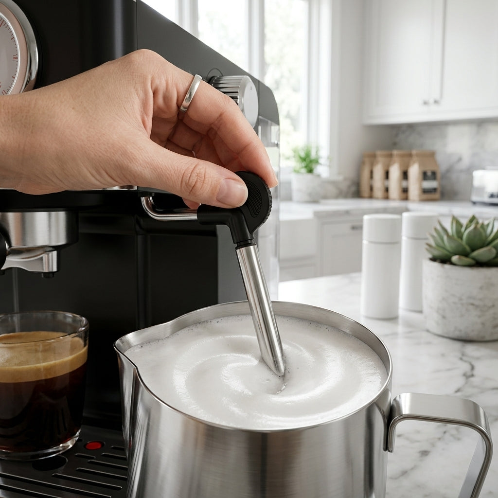 20-Bar Espresso Coffee Machine – 2-in-1 Coffee Maker & Milk Frother with 1350W, 1.2L Tank & Analog Dial