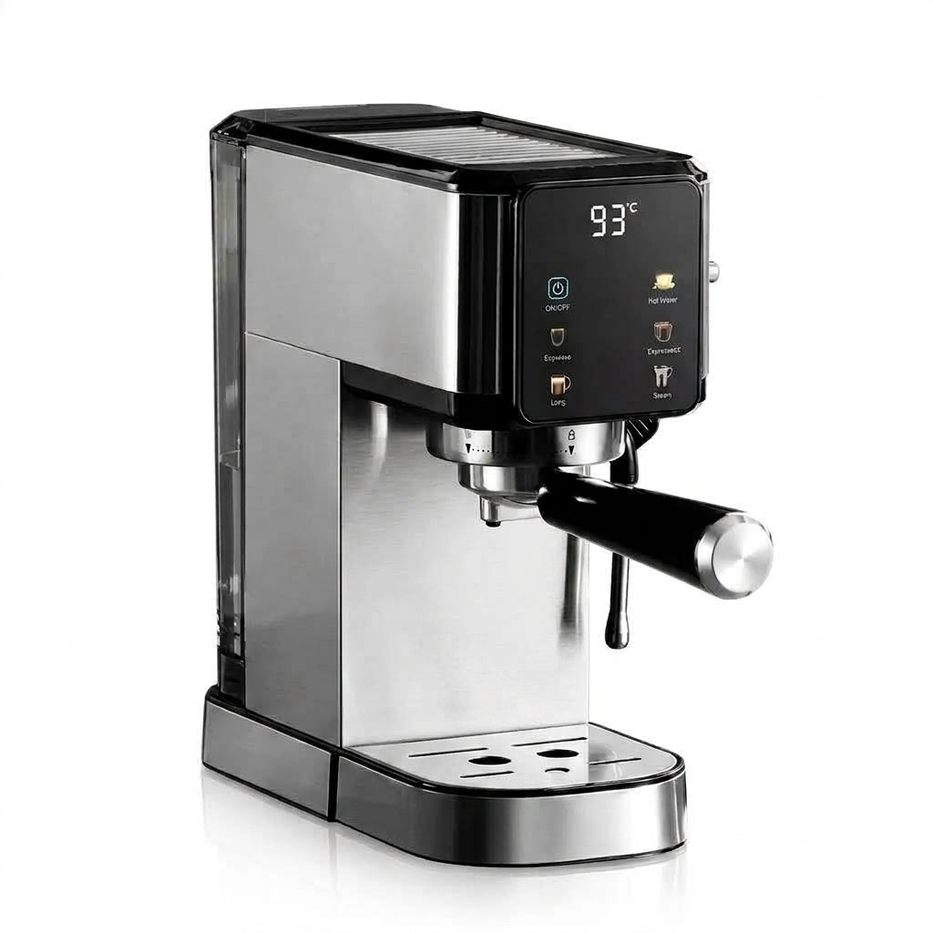 Italian Semi-Automatic Espresso Machine – 1350W Stainless Steel Housing with Steam Function for 3-5 Cups