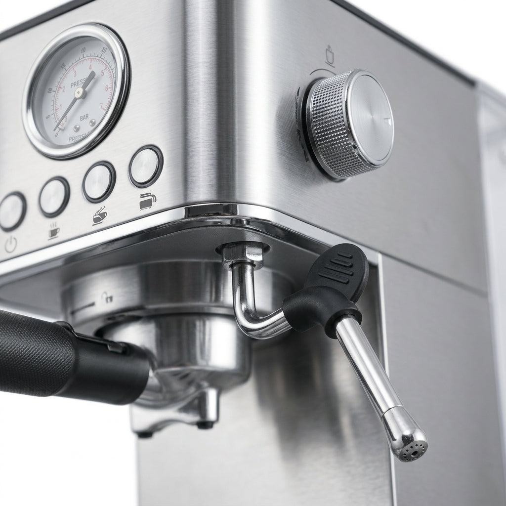 Portable 15-Bar Espresso Machine – Stainless Steel Italian-Style Brewer with Steam Function | Caffè Solare