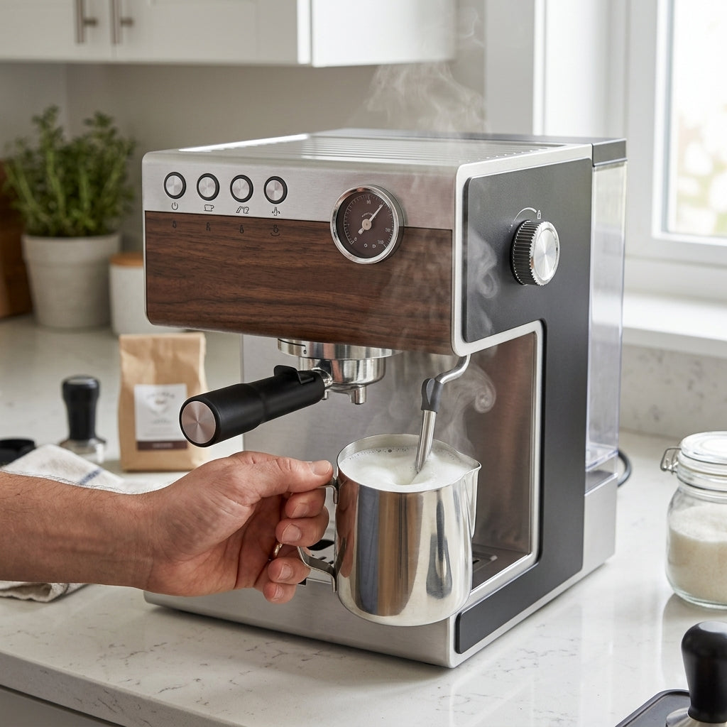 15-Bar Italian Pump Espresso Machine – 950W Touch Screen Coffee Maker with Temperature Dial & Overheat Protection