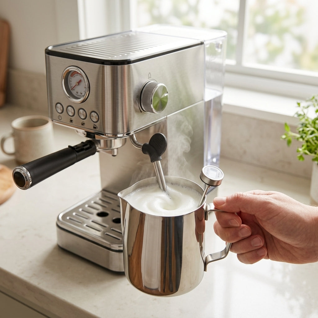 Portable 15-Bar Espresso Machine – Stainless Steel Italian-Style Brewer with Steam Function | Caffè Solare