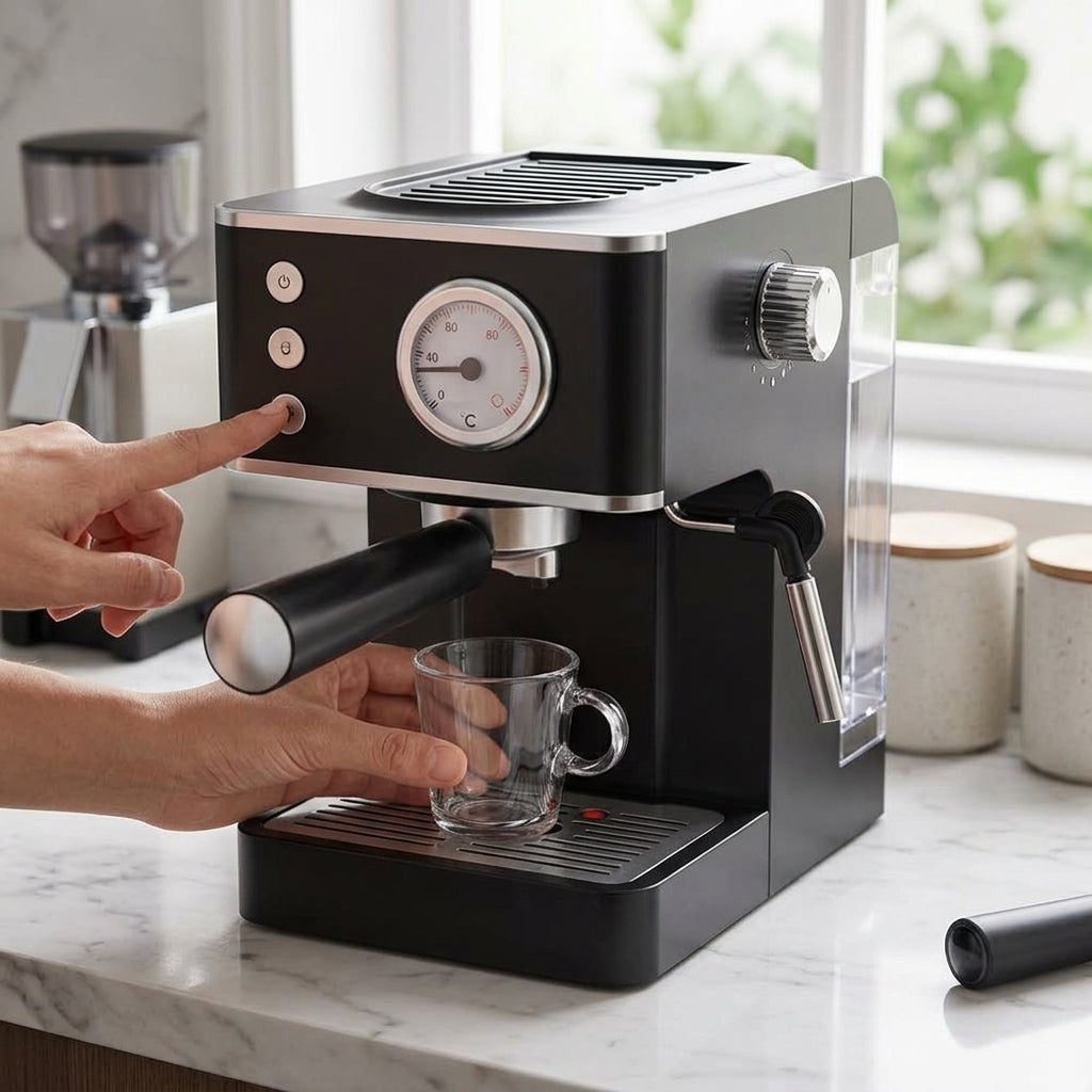 20-Bar Espresso Coffee Machine – 2-in-1 Coffee Maker & Milk Frother with 1350W, 1.2L Tank & Analog Dial