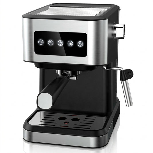 Portable Espresso Machine – 15-Bar Italian ULKA Pump, 1.5L Tank, 1050W, Stainless Steel & ABS (Silver/Black)