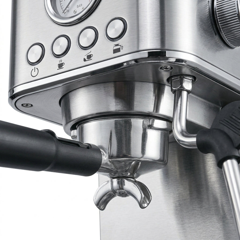 Portable 15-Bar Espresso Machine – Stainless Steel Italian-Style Brewer with Steam Function | Caffè Solare