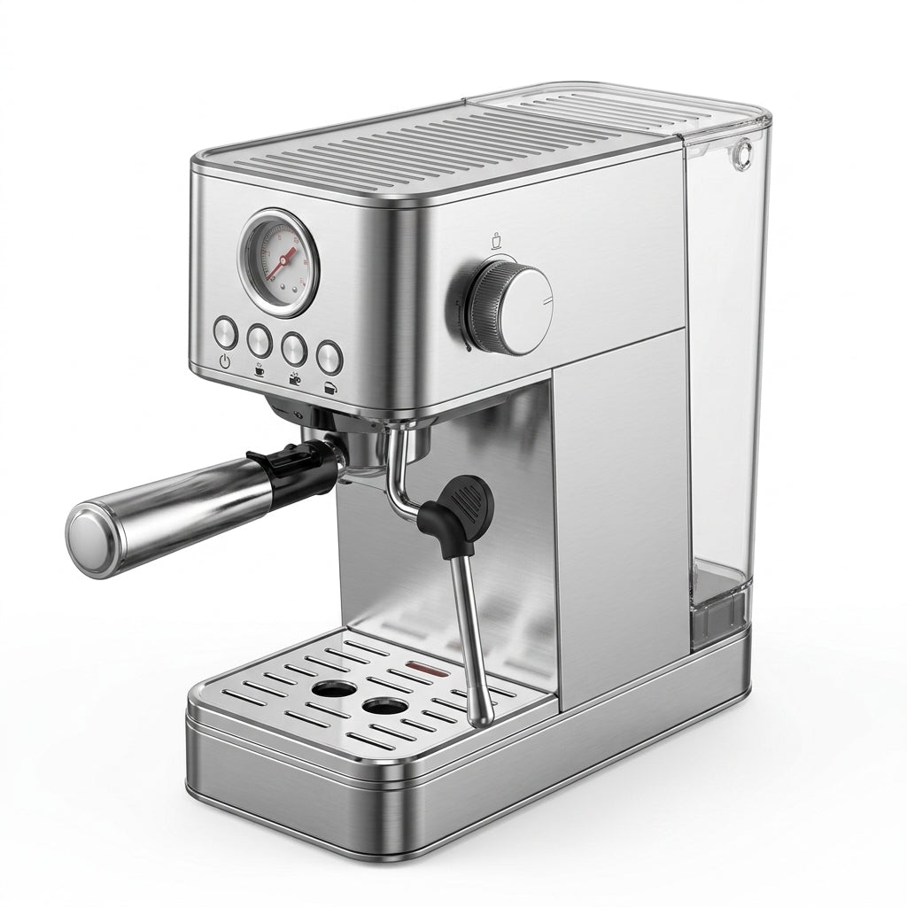 Portable 15-Bar Espresso Machine – Stainless Steel Italian-Style Brewer with Steam Function | Caffè Solare