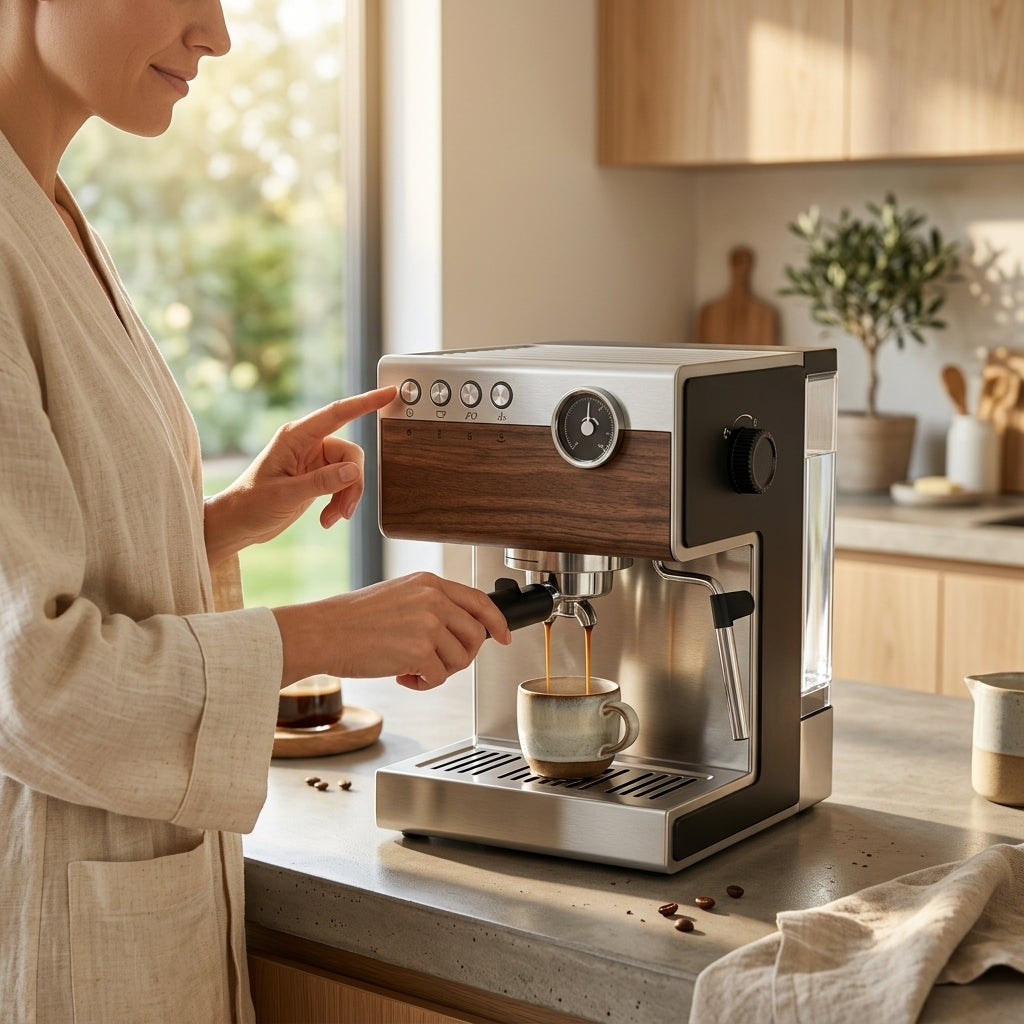 15-Bar Italian Pump Espresso Machine – 950W Touch Screen Coffee Maker with Temperature Dial & Overheat Protection